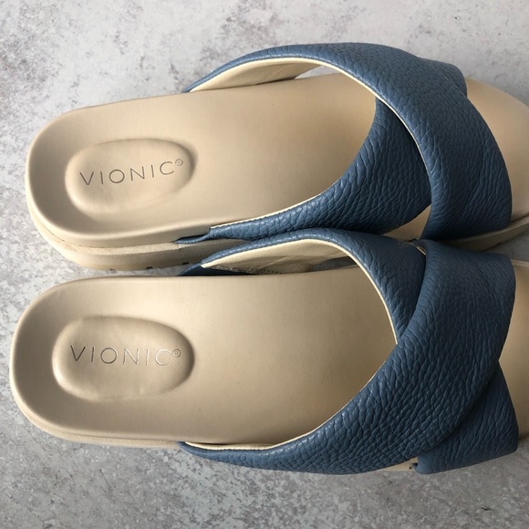 Vionic Women's Vesta Leather Flatform Lug Sandal Blue Size 11 - Picture 7 of 10